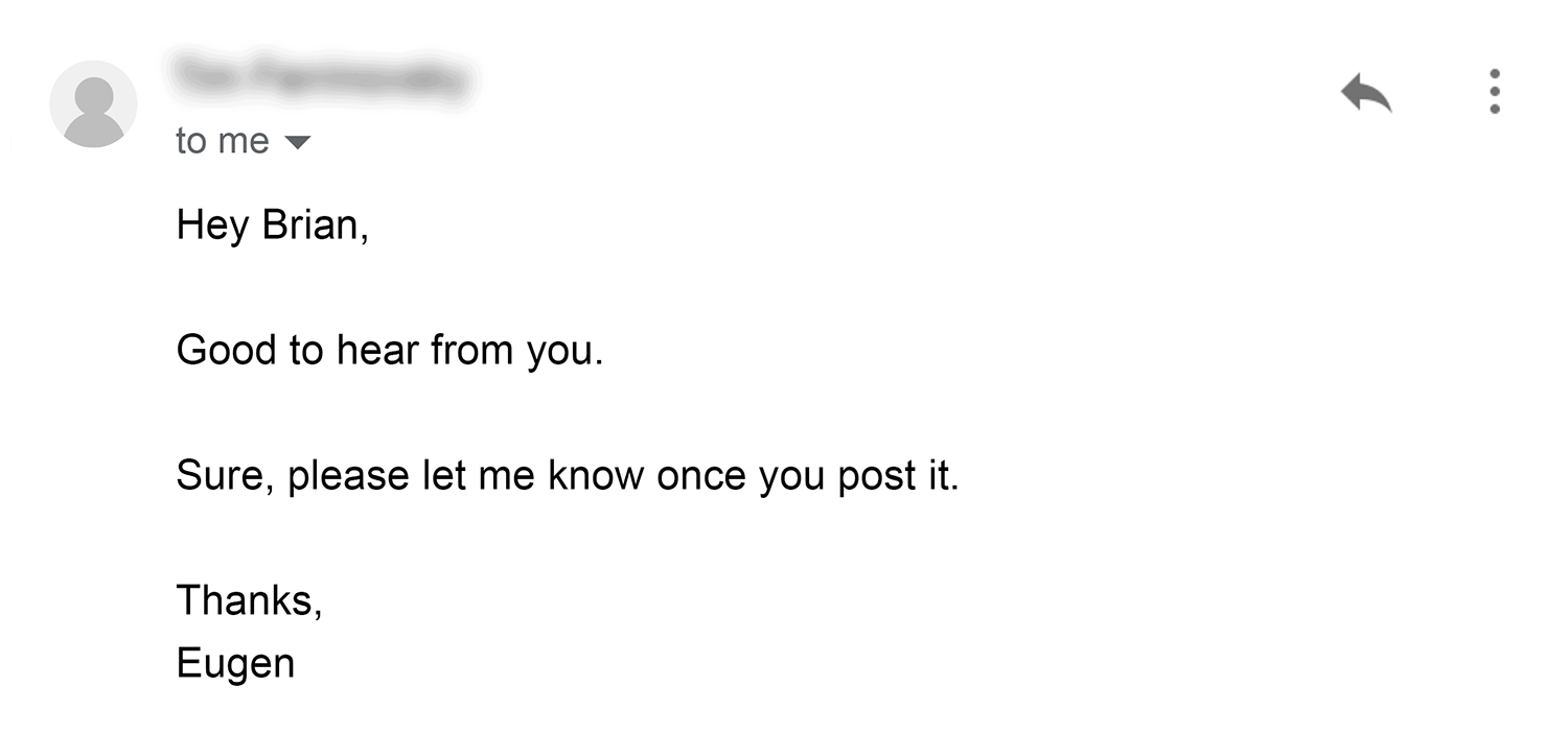 Heads Up Email Well Received Heads Up Email Well Received