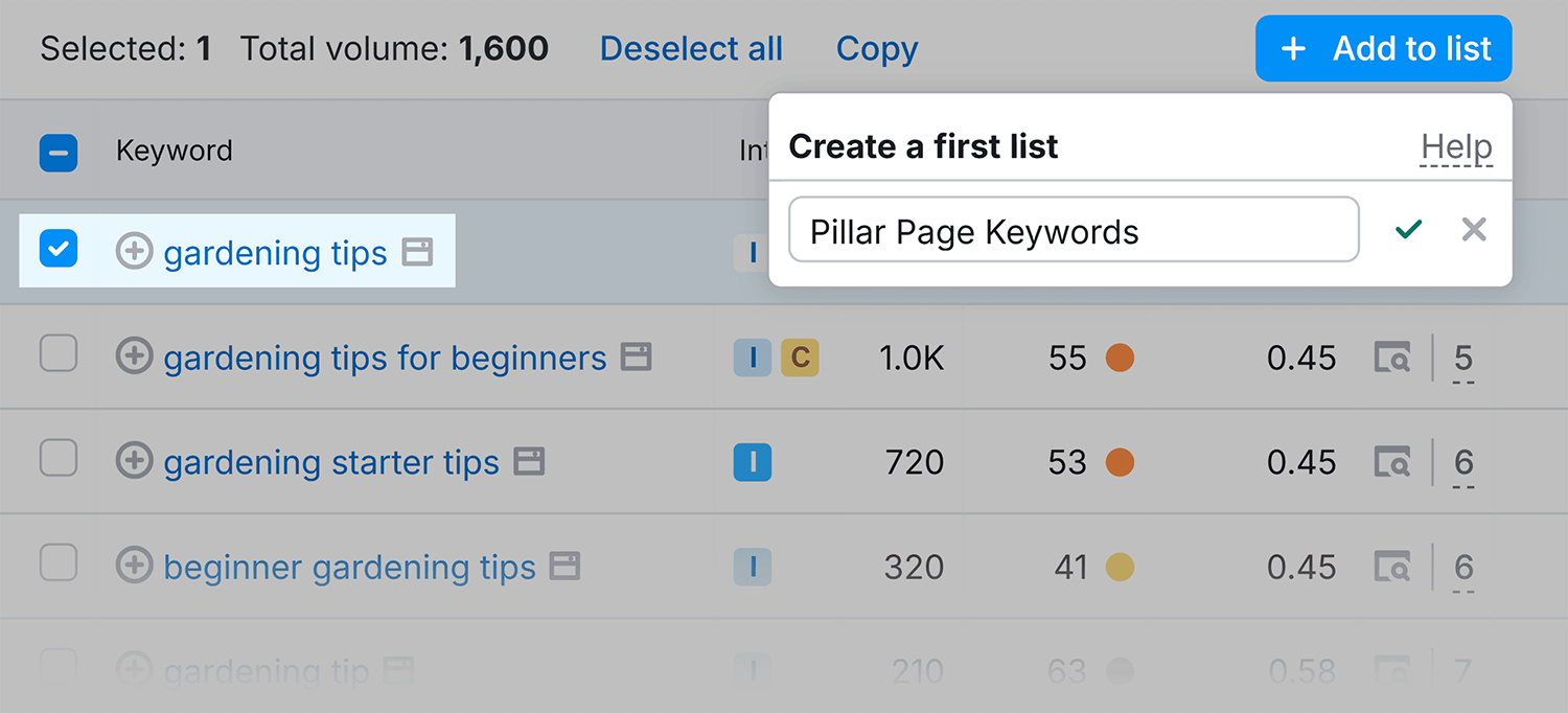 Keyword Magic Tool Add To Keyword List