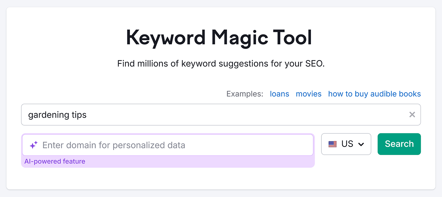 Keyword Magic Tool Search Gardening Tips