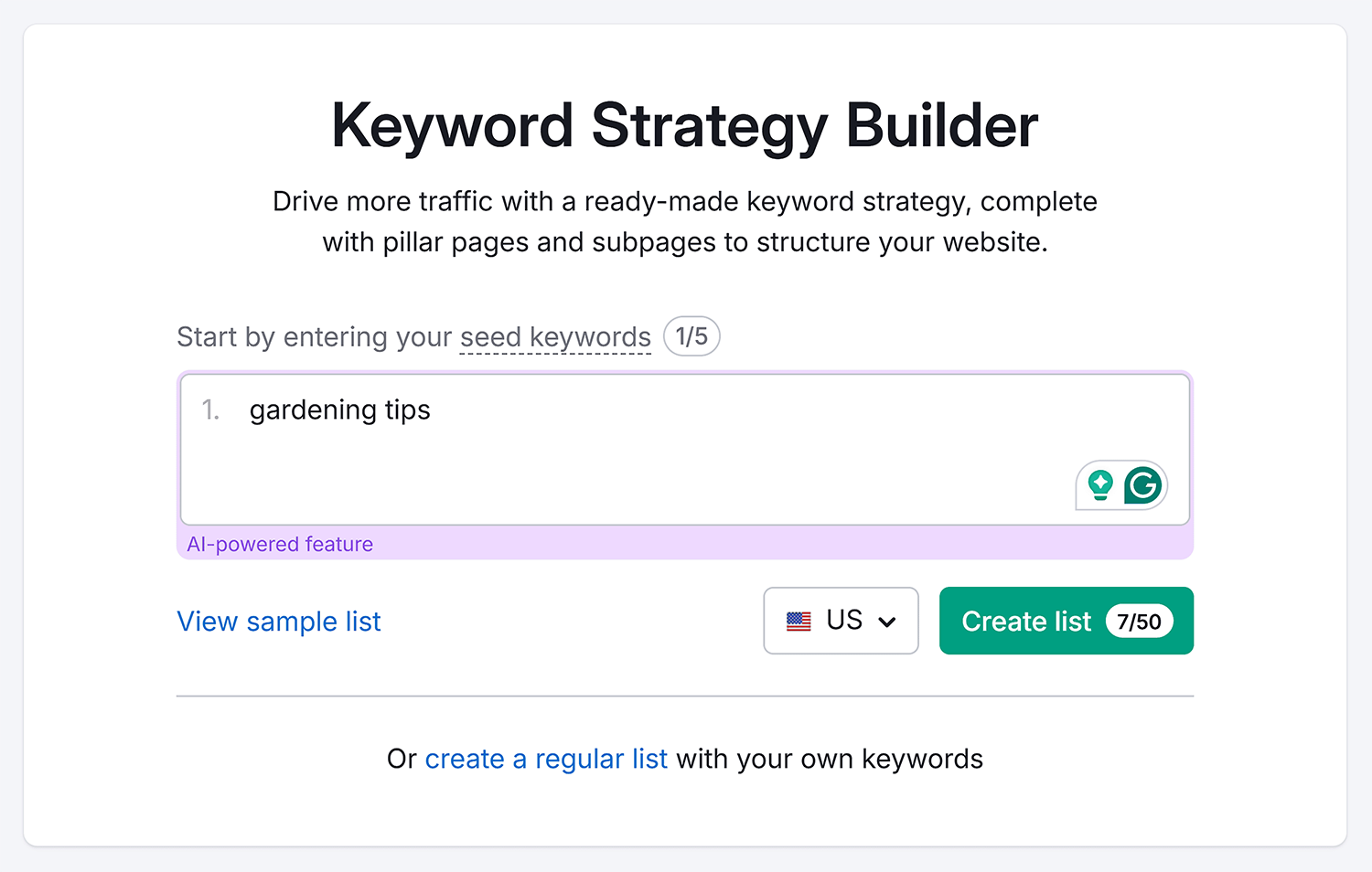 Keyword Strategy Builder Search Gardening Tips