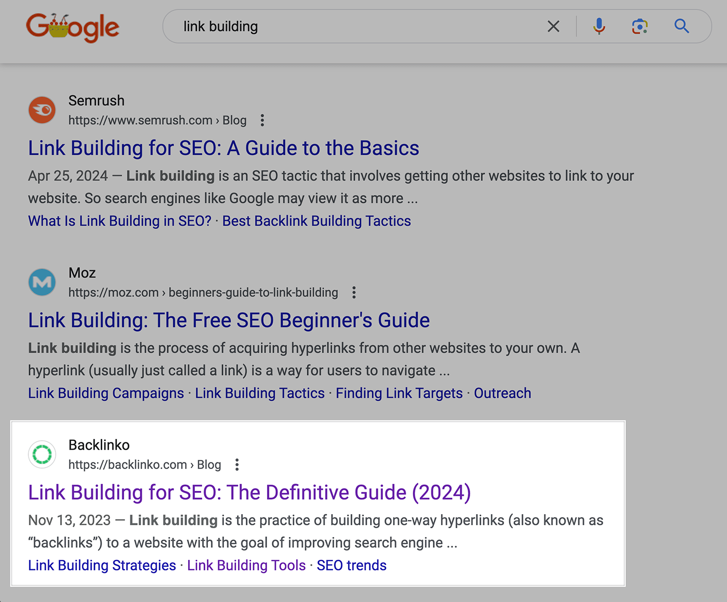 Link Building Serp