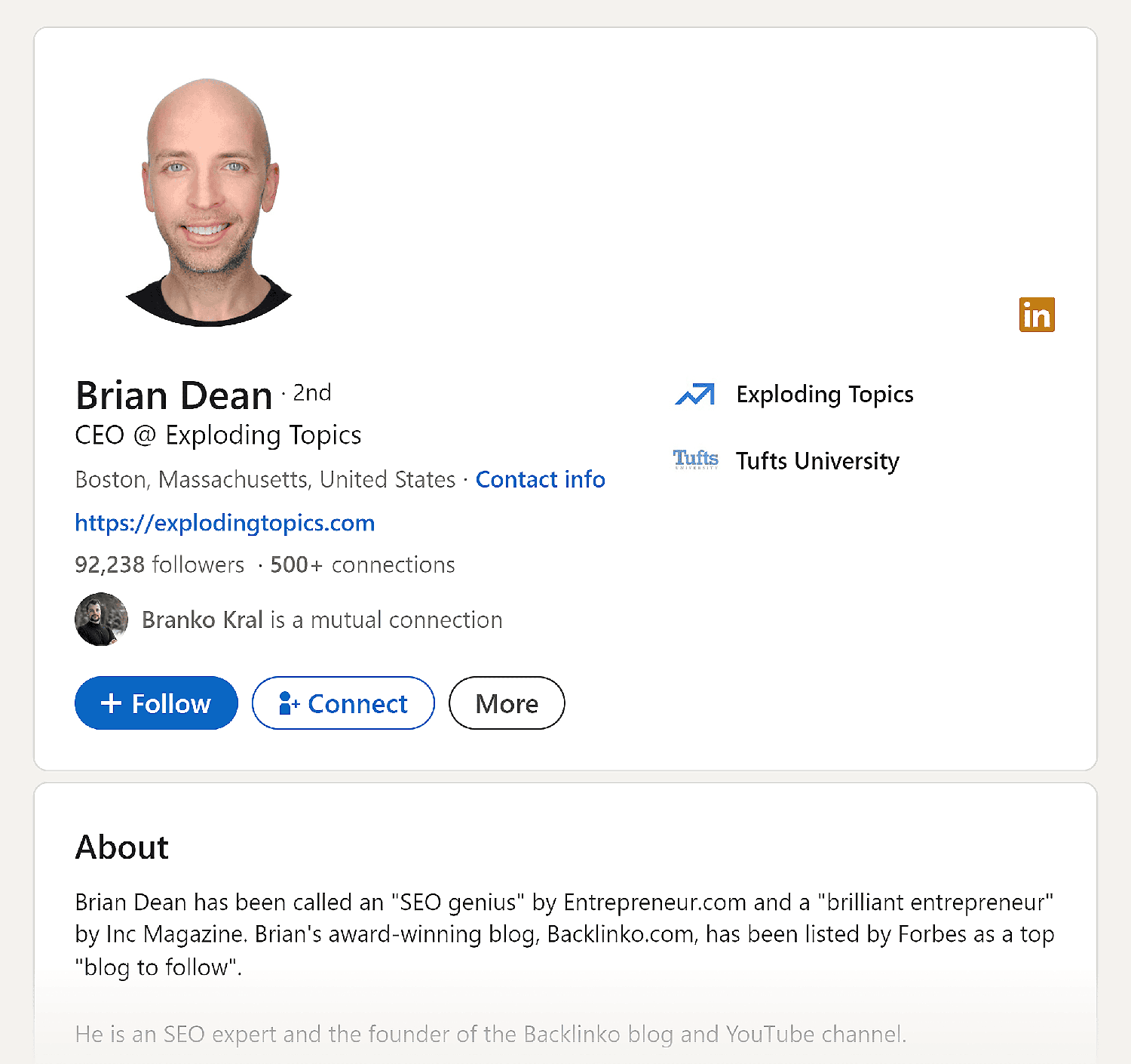 LinkedIn – Brian Dean Linkedin Brian Dean