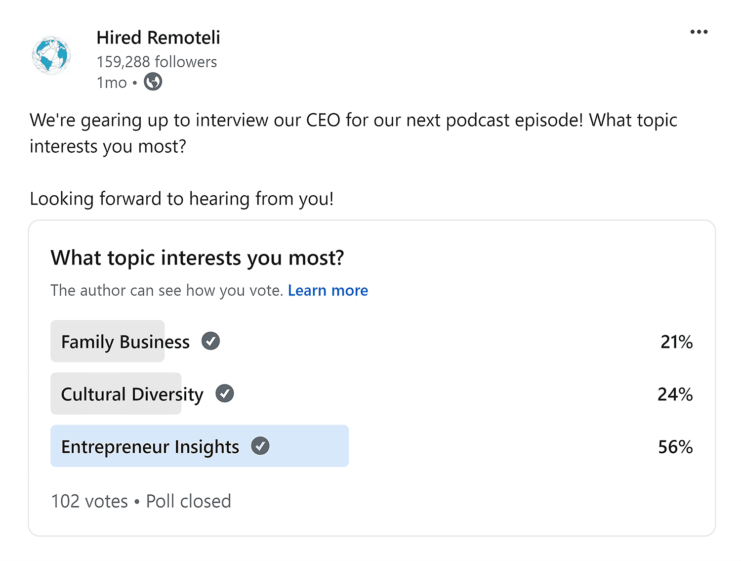 Linkedin Podcast Idea Poll
