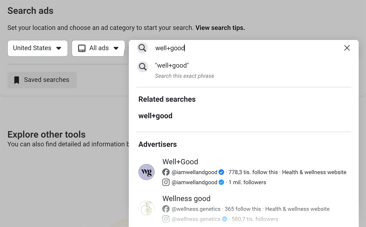 Meta Ad Library Search