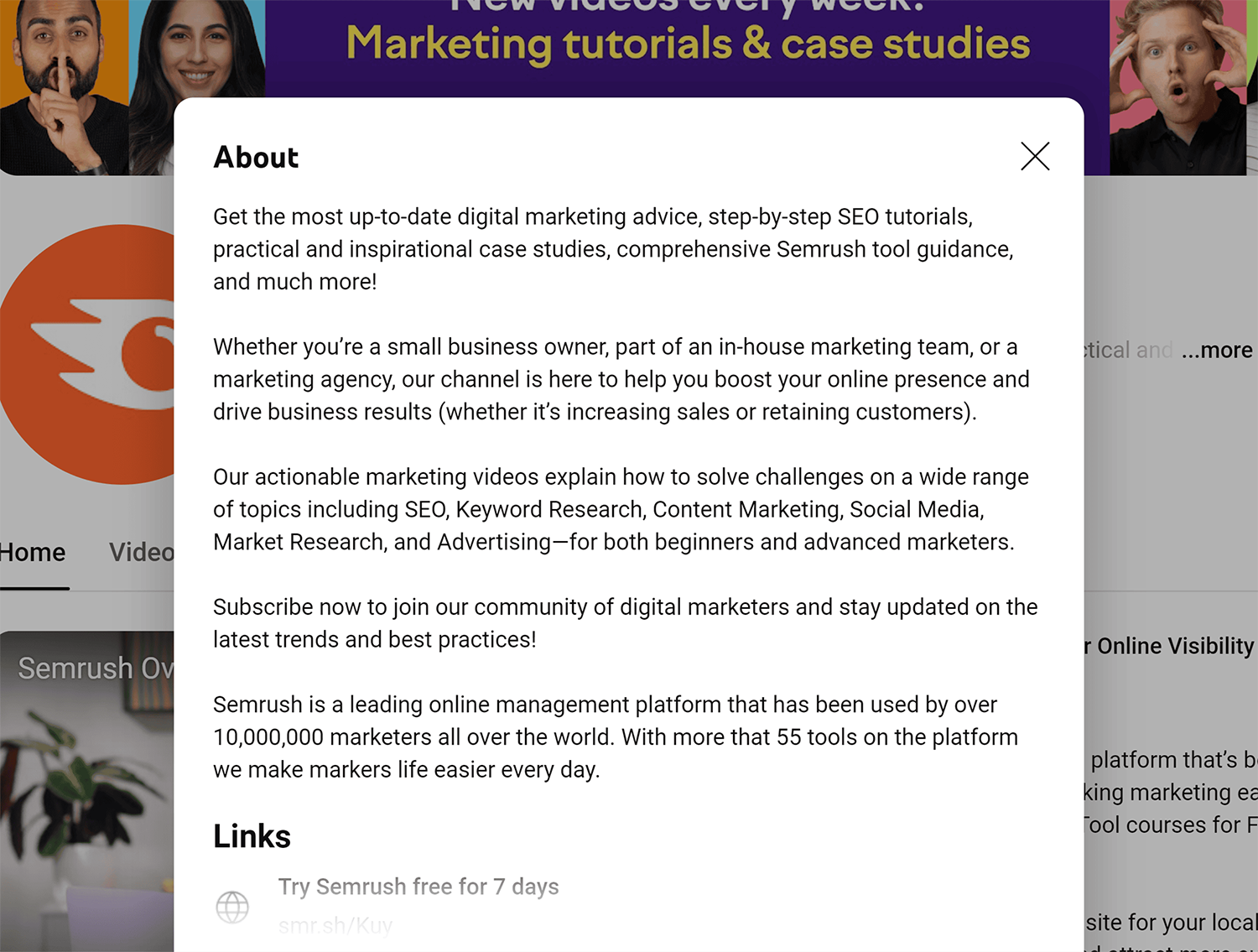 YouTube –Semrush channel – SEO terms Semrush Youtube Channel Seo Terms