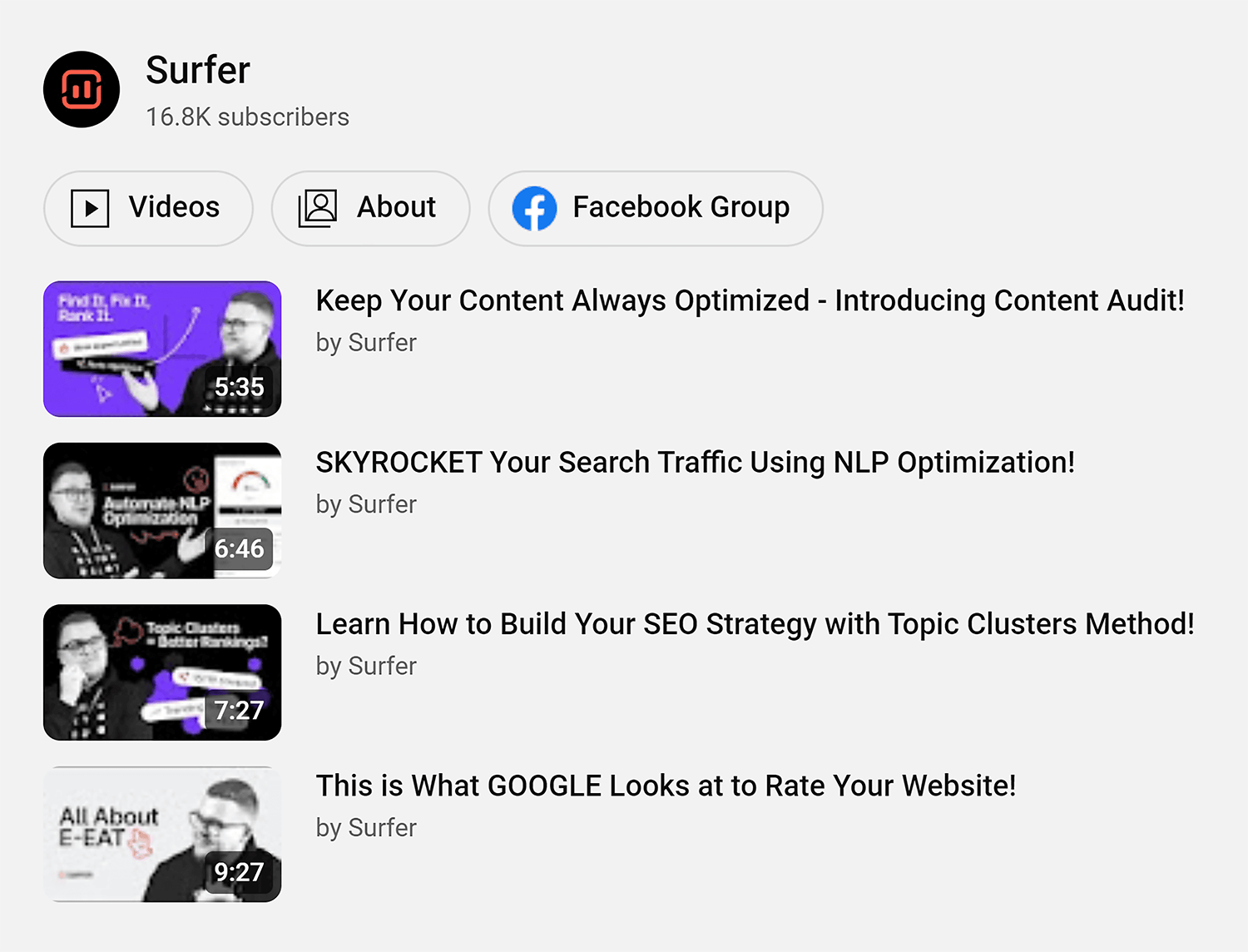 Surfer – YouTube – More videos section Surfer Youtube More Videos Section