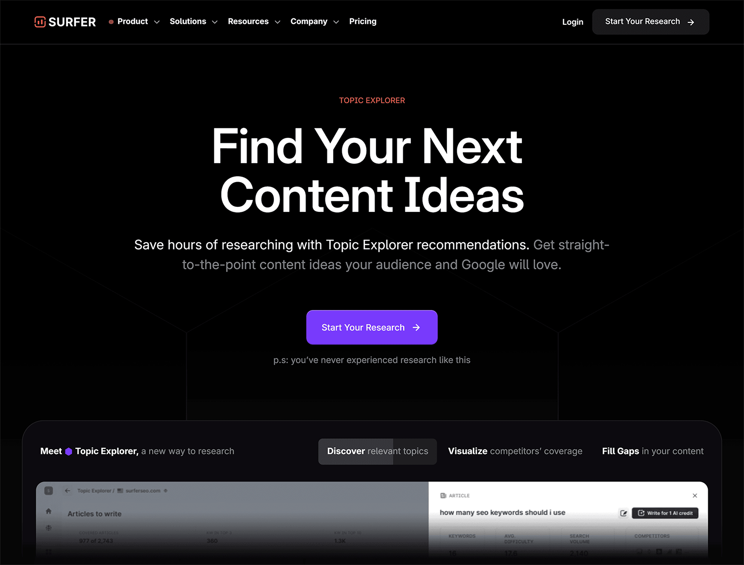 Surferseo Topic Explorer