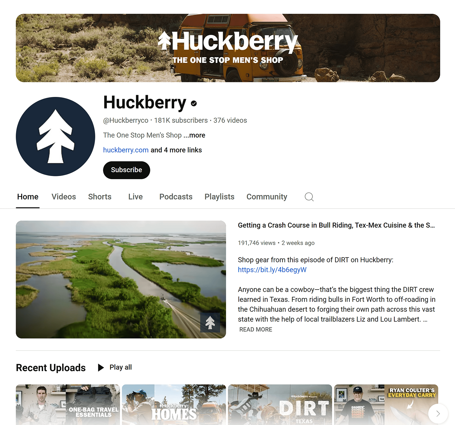 YouTube – Huckberry channel Youtube Huckberry Channel