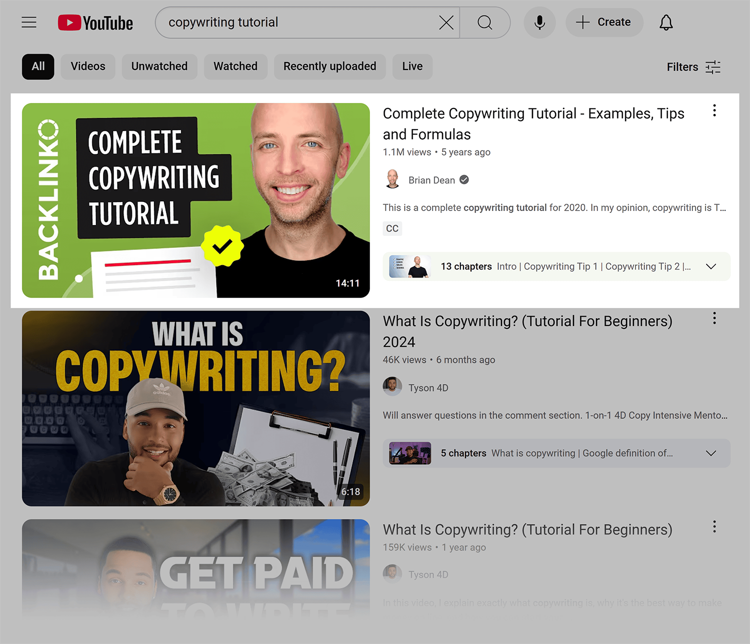 Youtube Search Copywriting Tutorial
