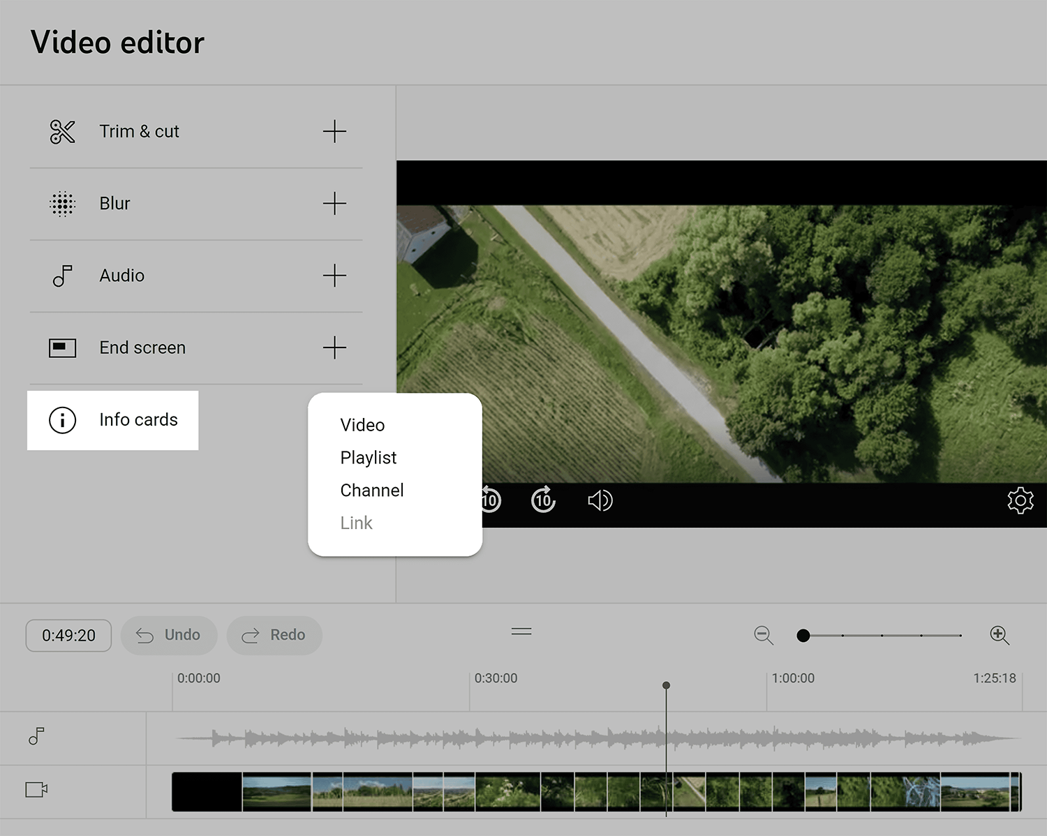 Youtube Studio Add Info Card