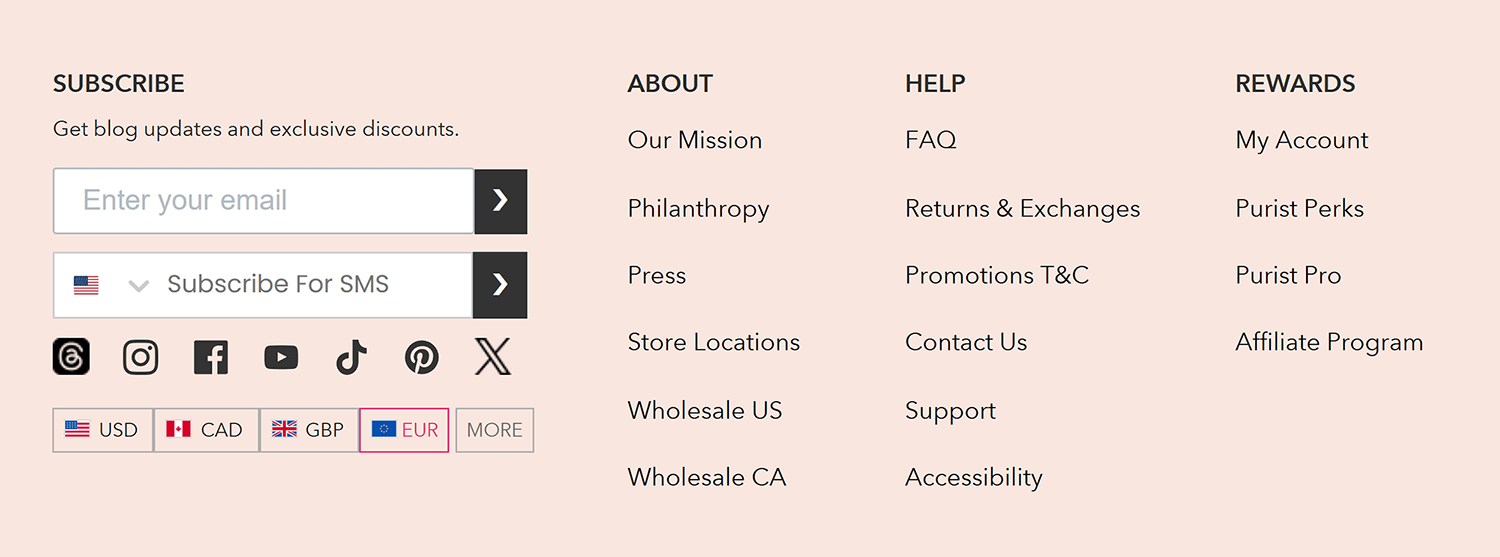 100percentpure Footer Menu