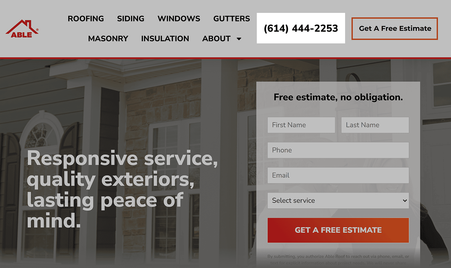 Ableroof Homepage Phone Number