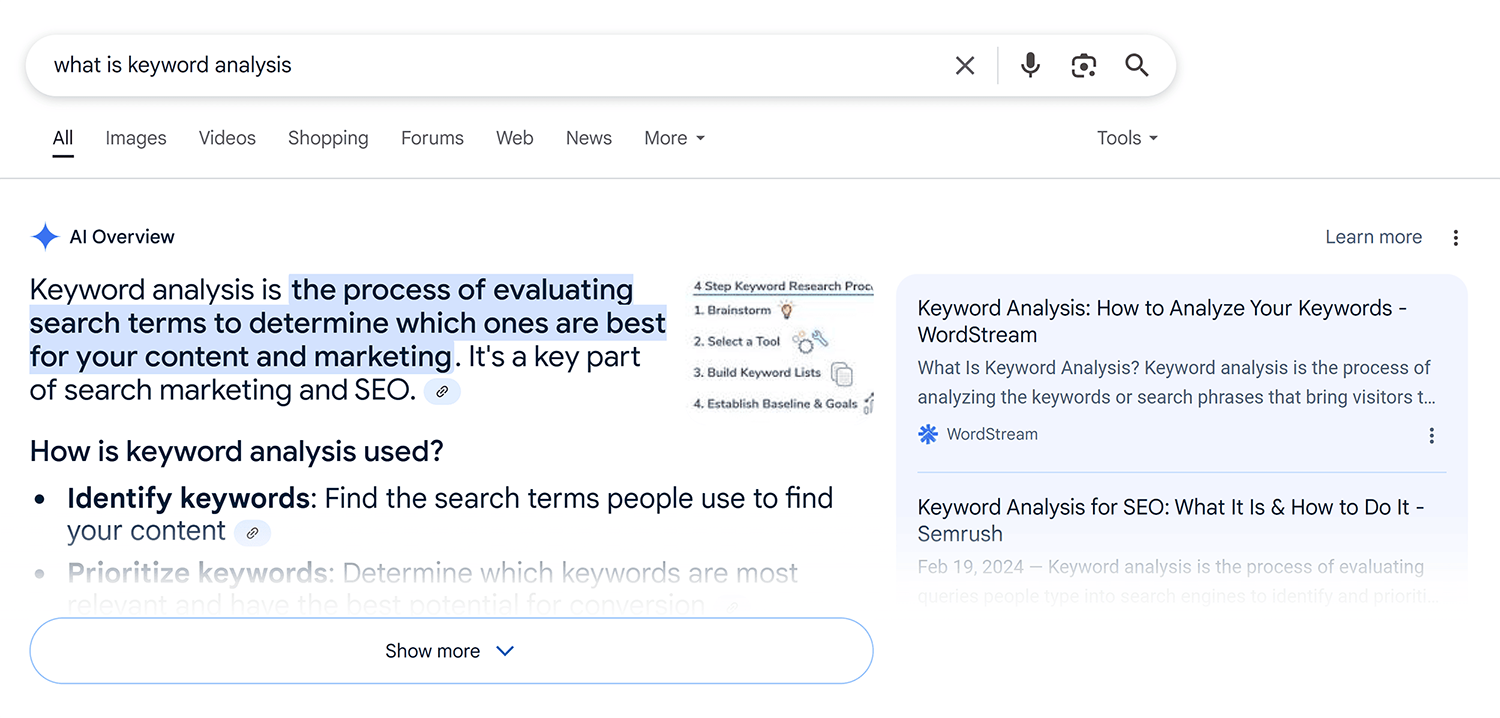 AI Overview – What is keyword analysis Ai Overview What Is Keyword Analysis