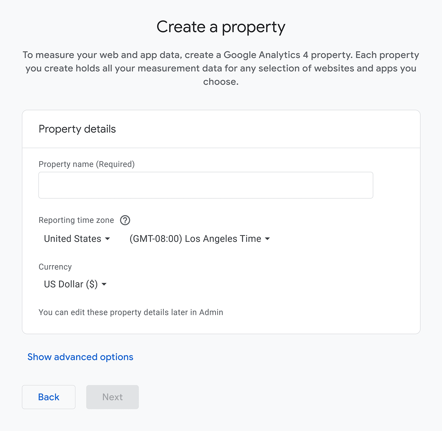 Analytics – Create a property Analytics Create A Property