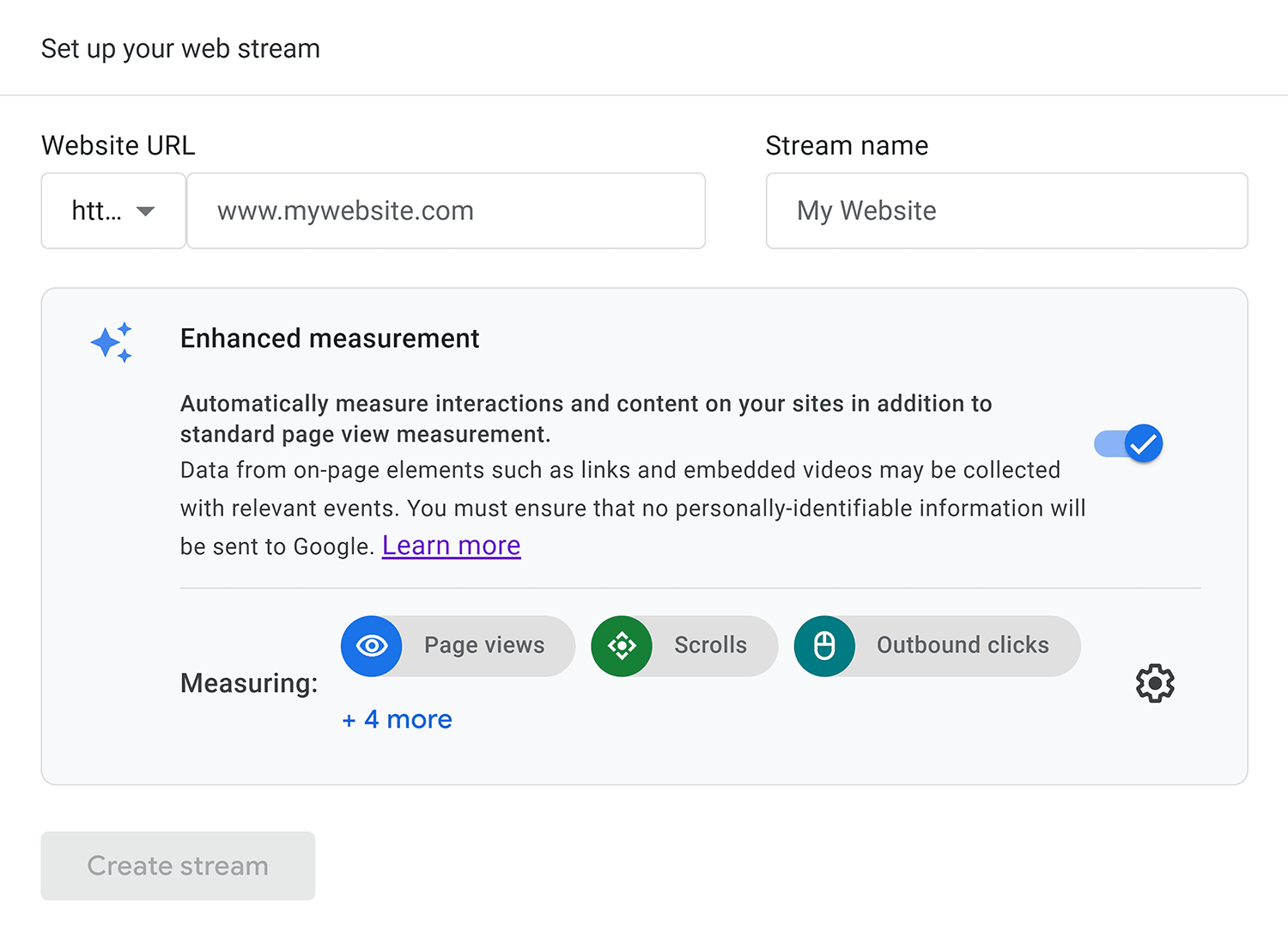 Analytics – Set up data stream Analytics Set Up Data Stream