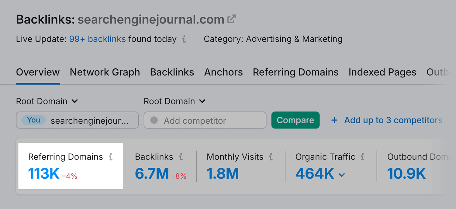 Backlink Analytics – SEJ – Referring Domains Backlink Analytics Sej Referring Domains