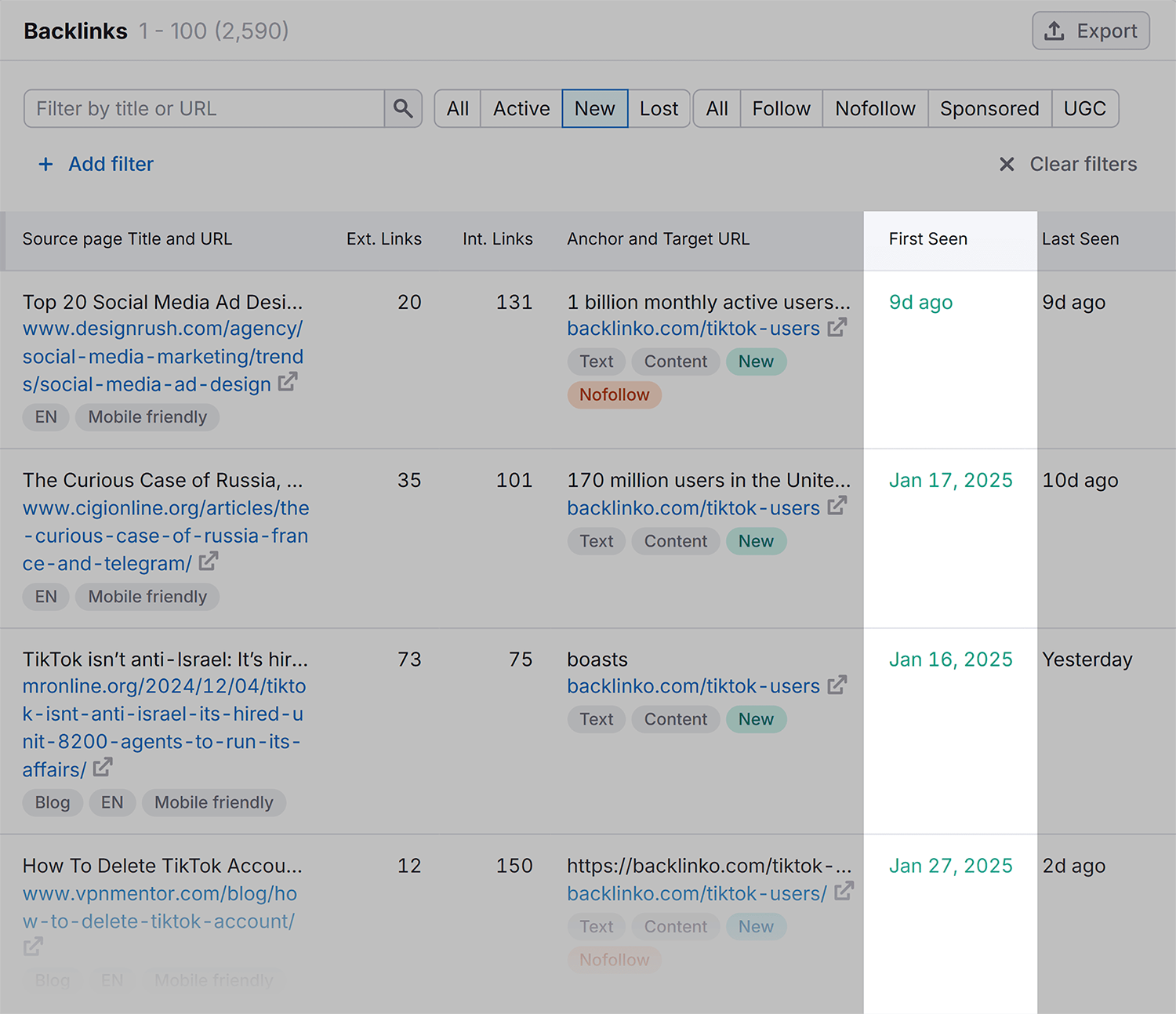 Backlink Analytics – Tiktok Users – New Backlinks Backlink Analytics Tiktok Users New Backlinks