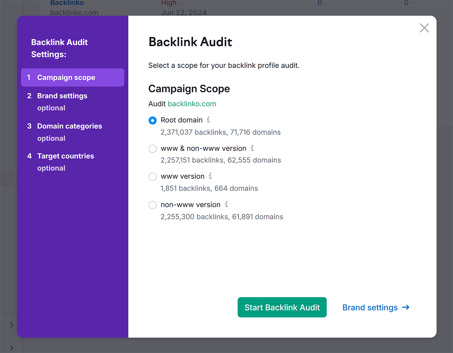 Backlink Audit Setup