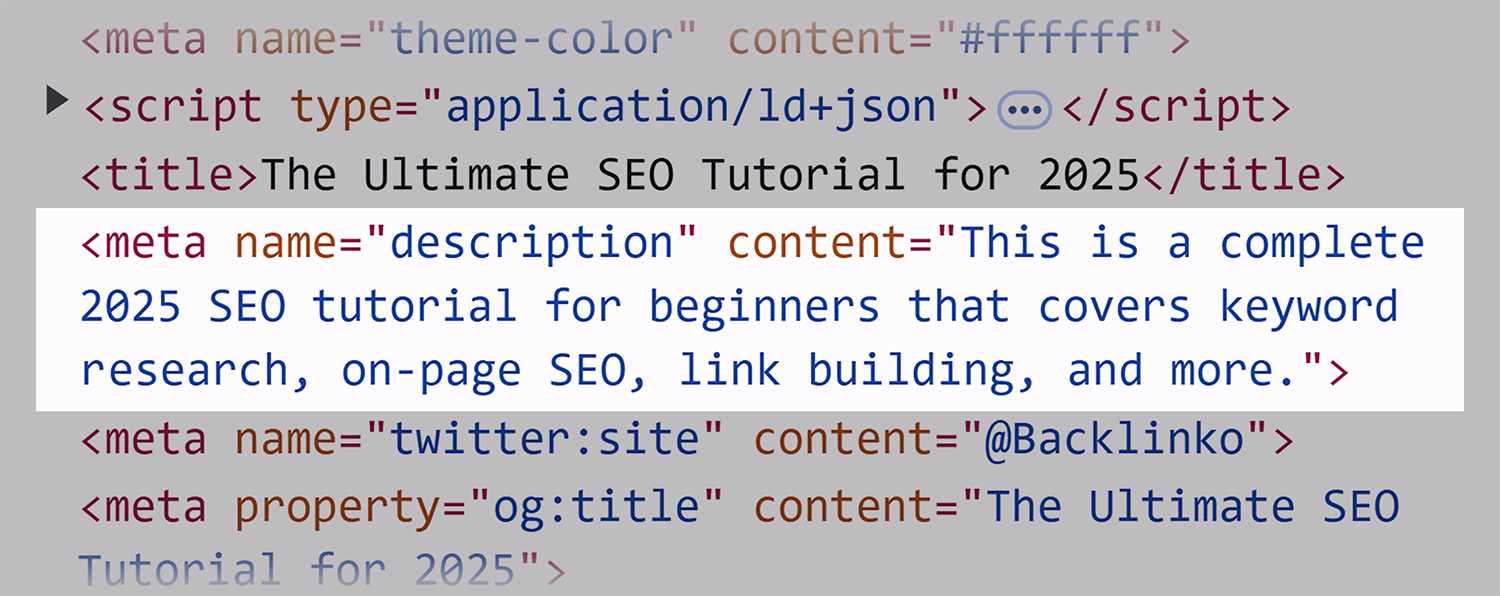 Backlinko – SEO Tutorial – Meta description code Backlinko Seo Tutorial Meta Description Code 1