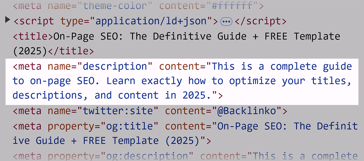 Baclinko – On-page SEO – Meta code line Baclinko On Page Seo Meta Code Line