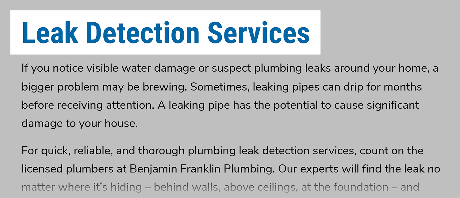 Benjamin Franklin Plumbing – Leak Detection Services – H1 Benjaminfranklinplumbing Leak Detection Services H1