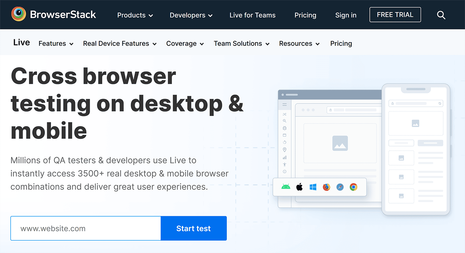 Browserstack Homepage