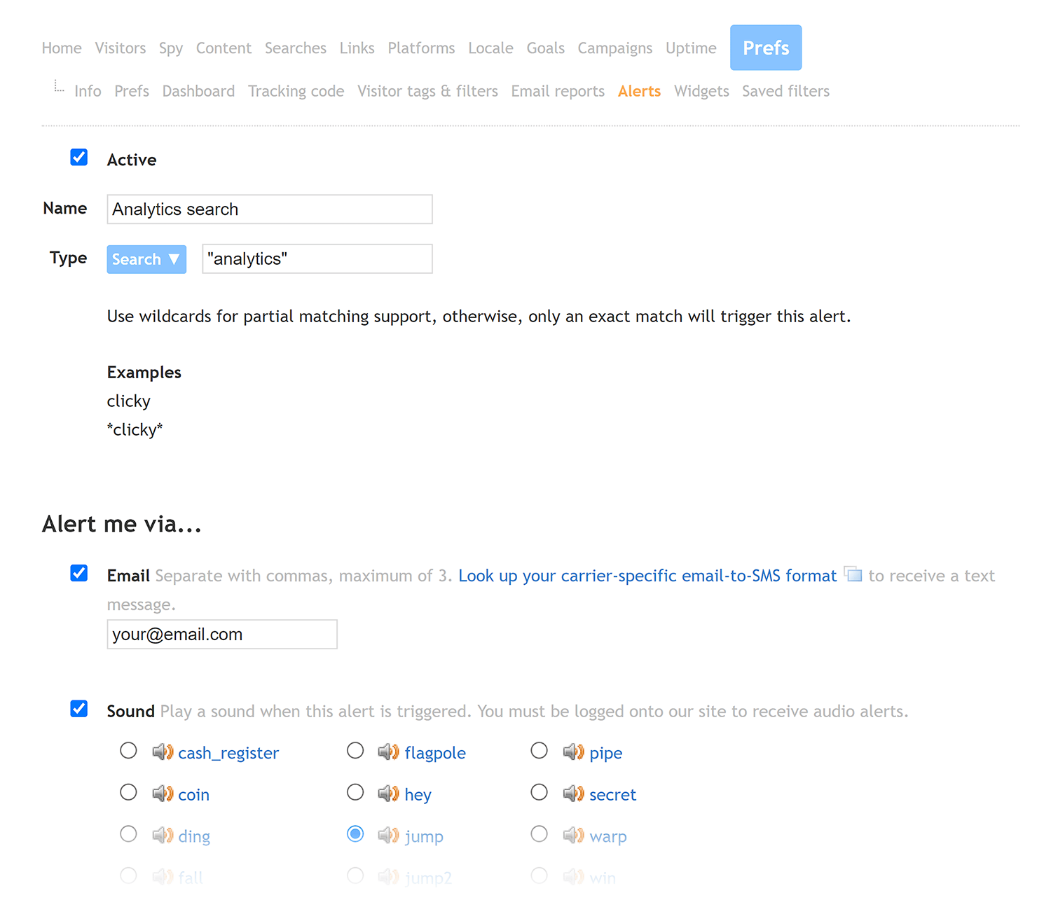 Clicky – Alerts – Setup Clicky Alerts Setup