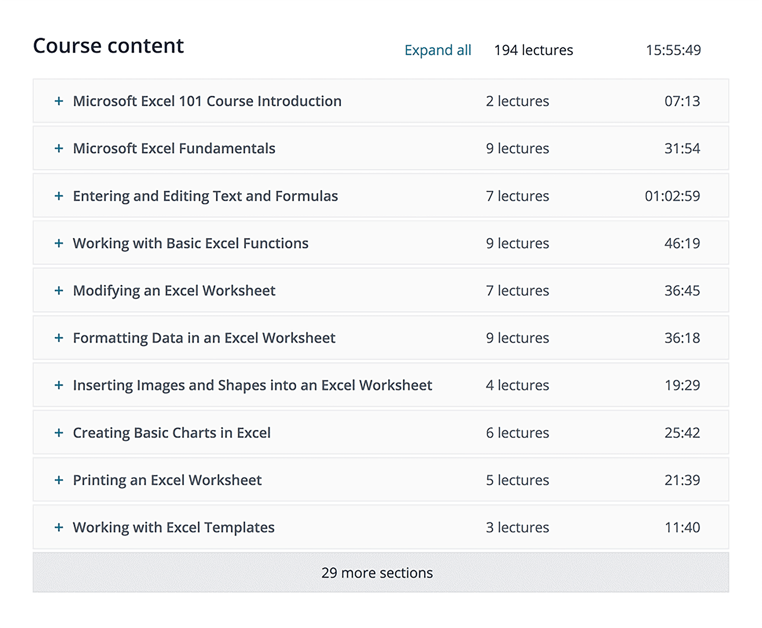 Excel Course Outline