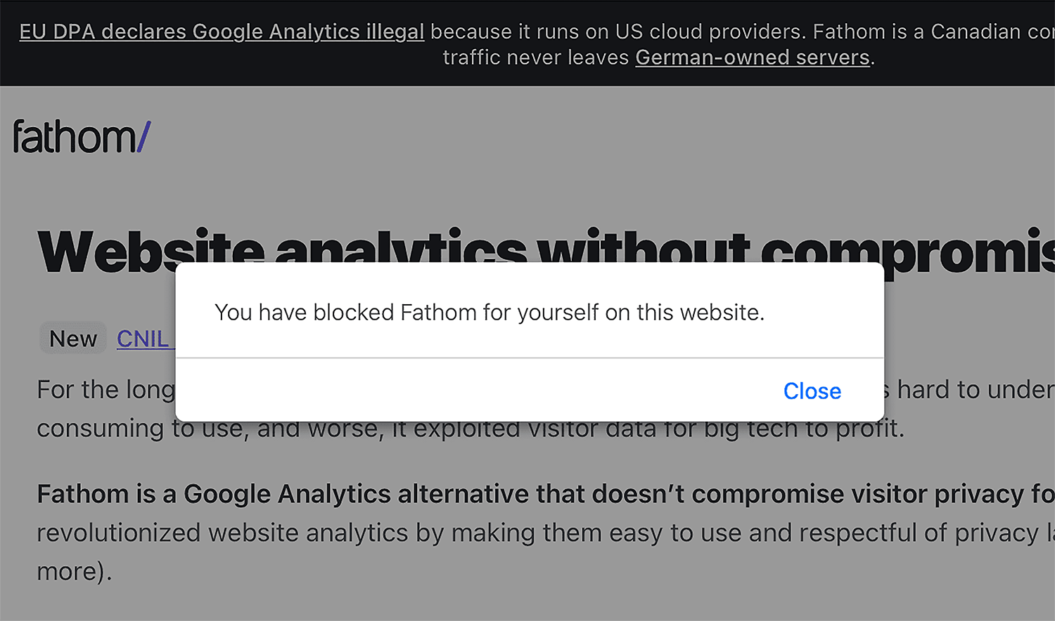 Fathom Analytics – EU user addresses are blocked by default Fathom Analytics Eu User Addresses Are Blocked By Default