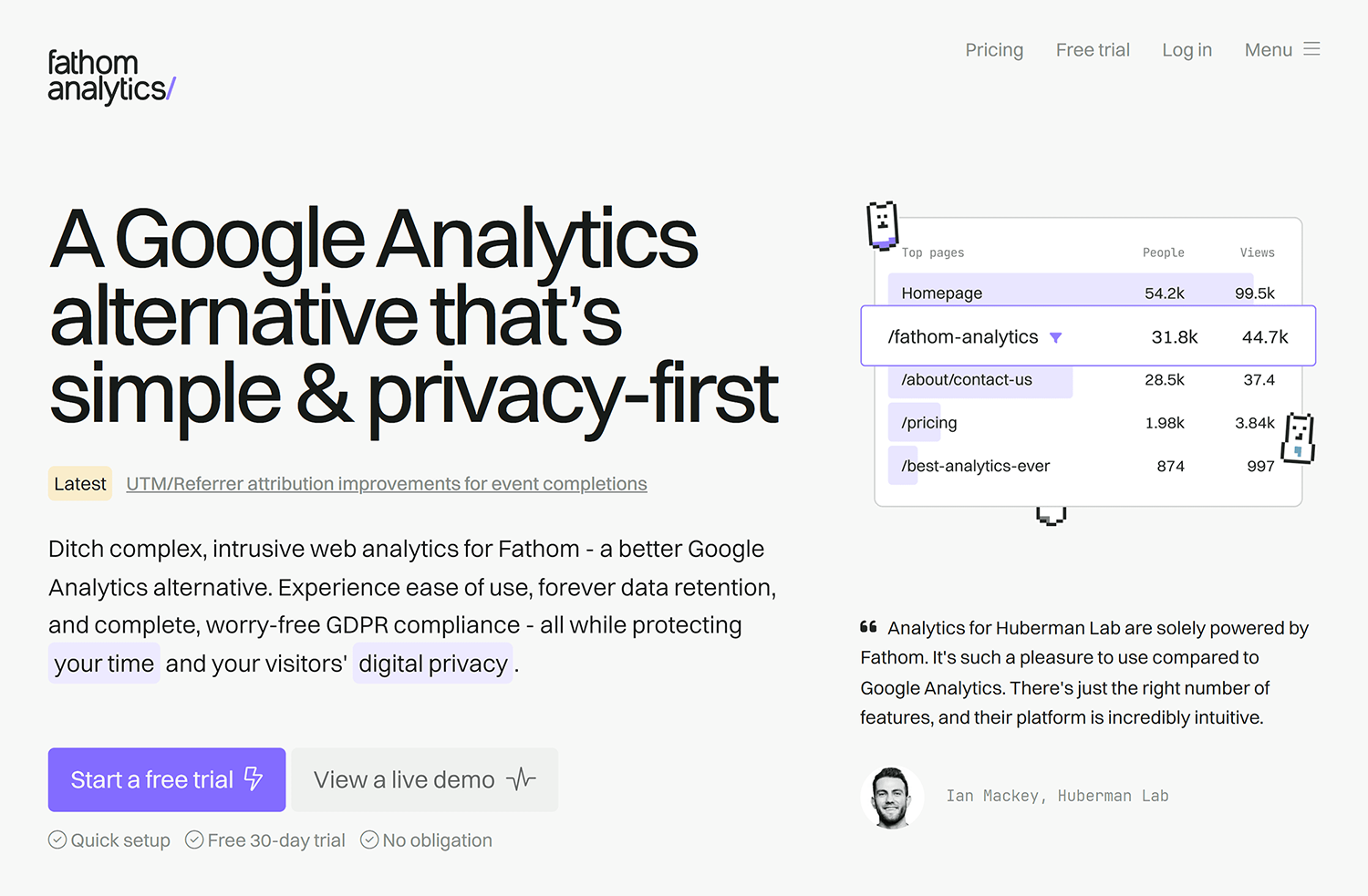 Fathom Analytics – Homepage Fathom Analytics Homepage