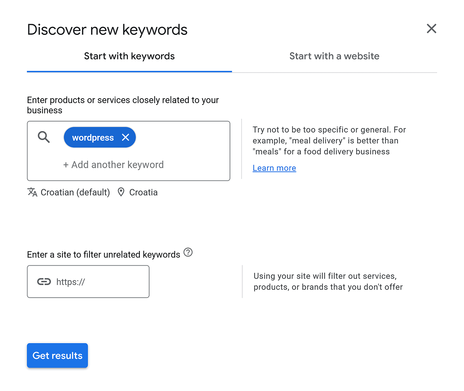 Google Ads Keyword Planner Search Wordpress