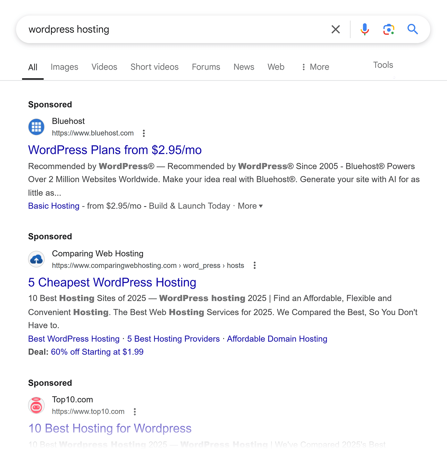 Google Serp Wordpress Hosting