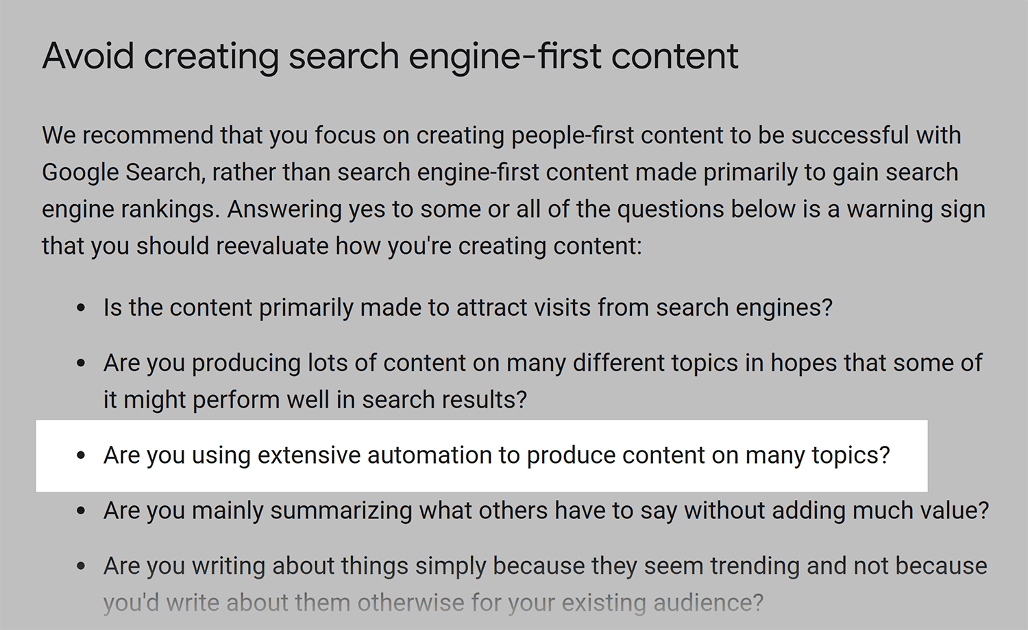 Gsc Avoid Creating Search Engine First Content