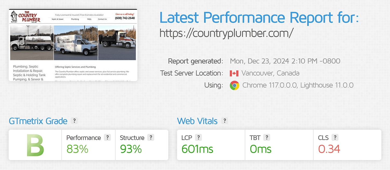 GTmetrix – Country plumber – Report Gtmetrix Countryplumber Report