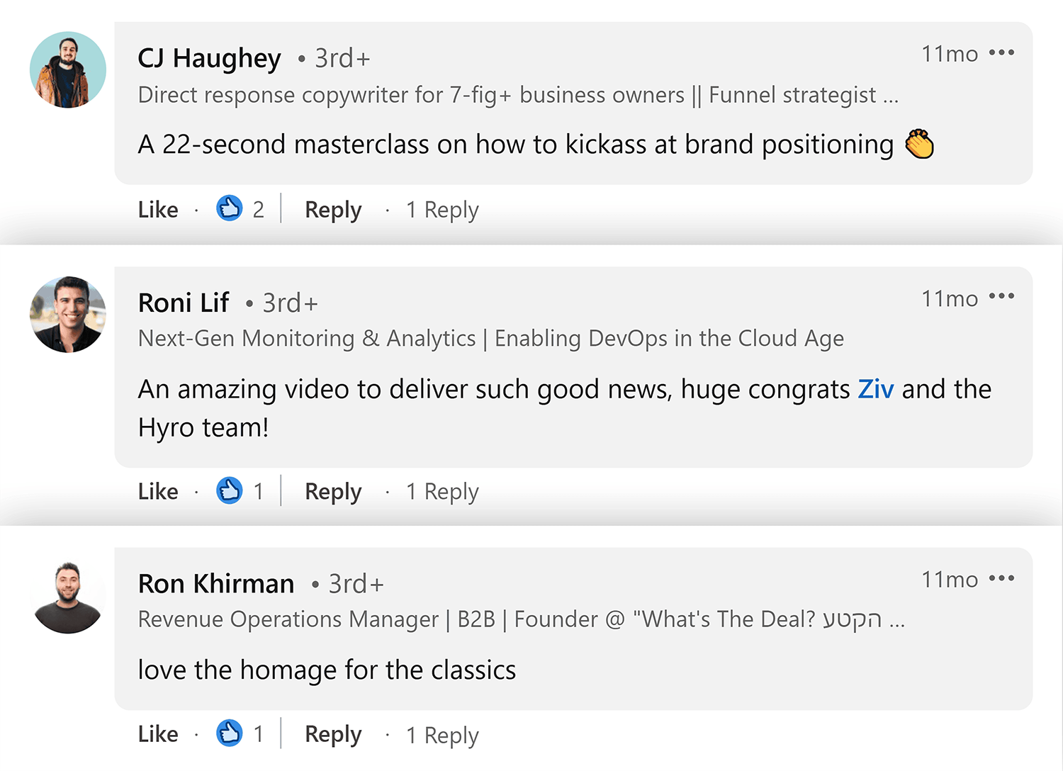 Hyro Video Comments
