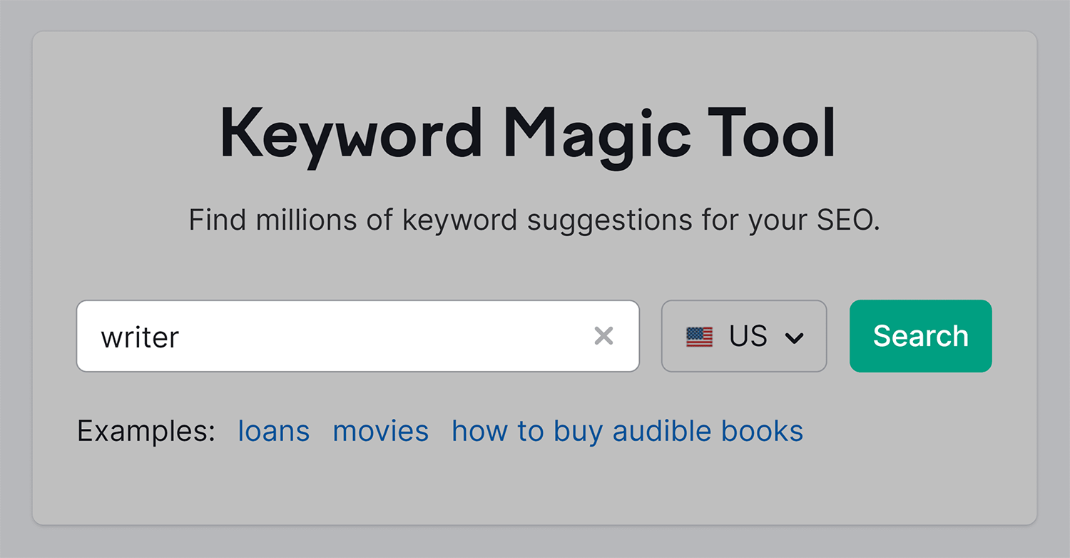 Keyword Magic Tool Search Writer