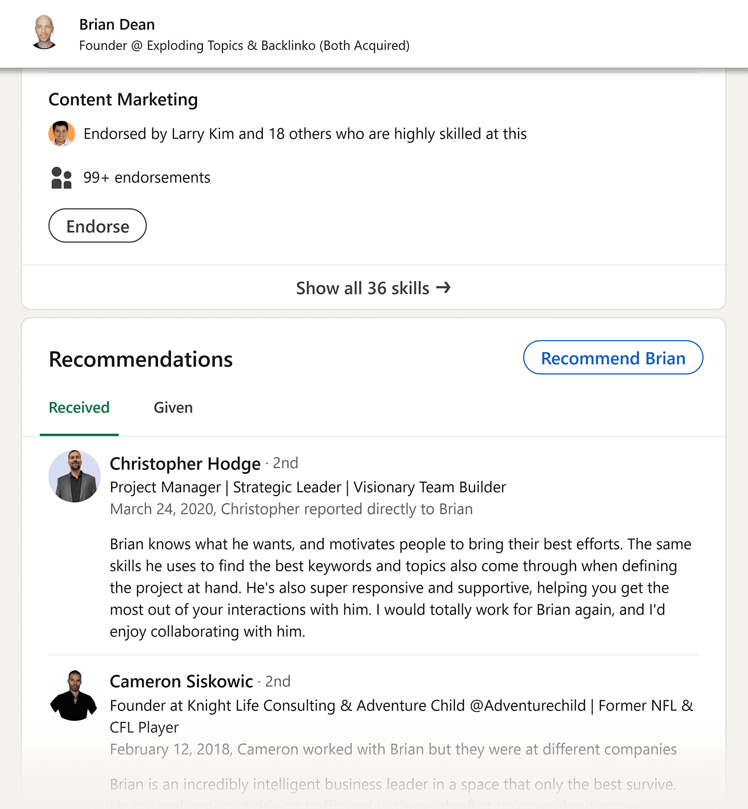 Linkedin Endorsements Recommendations