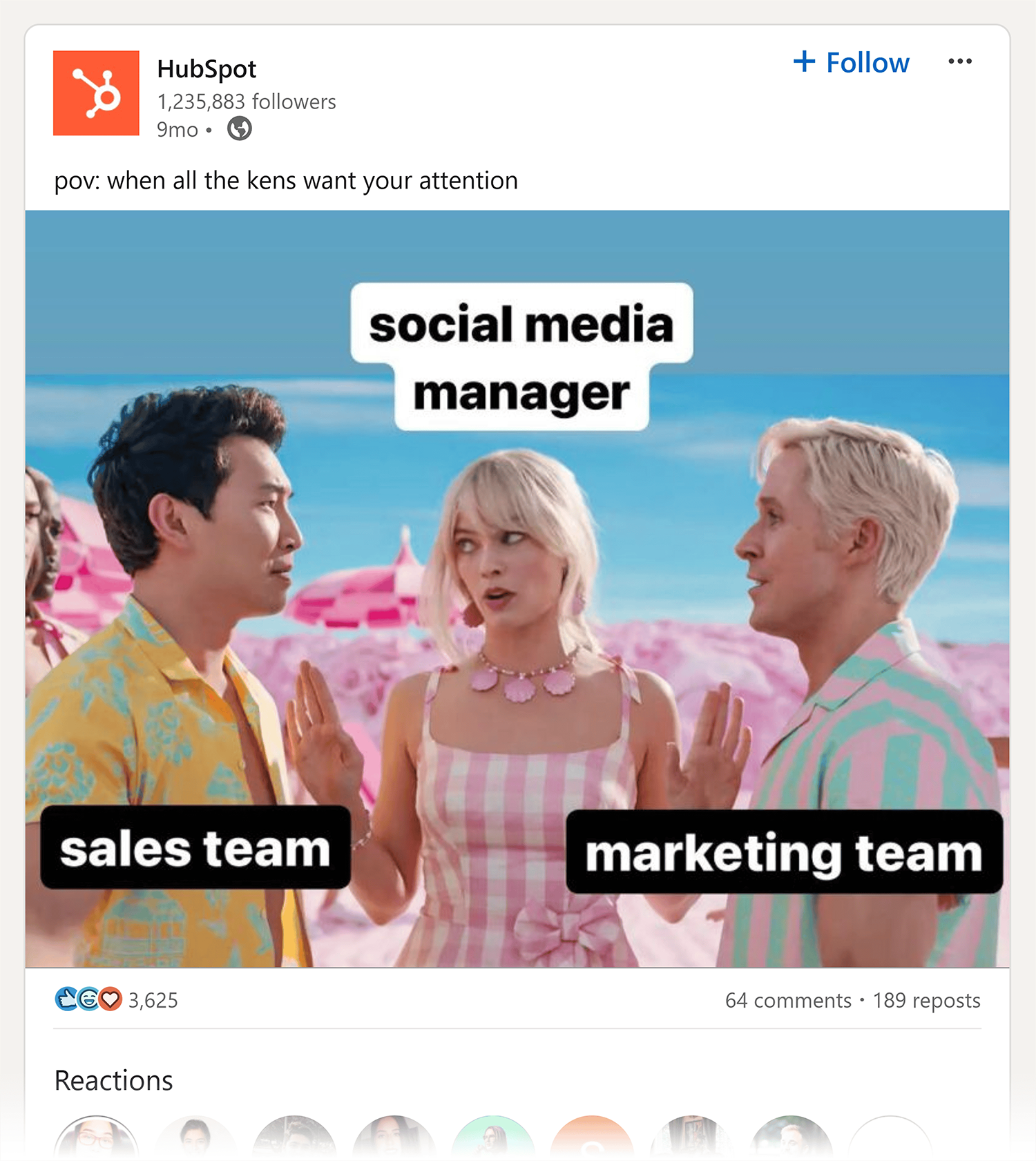 Linkedin Hubspot Barbie Meme