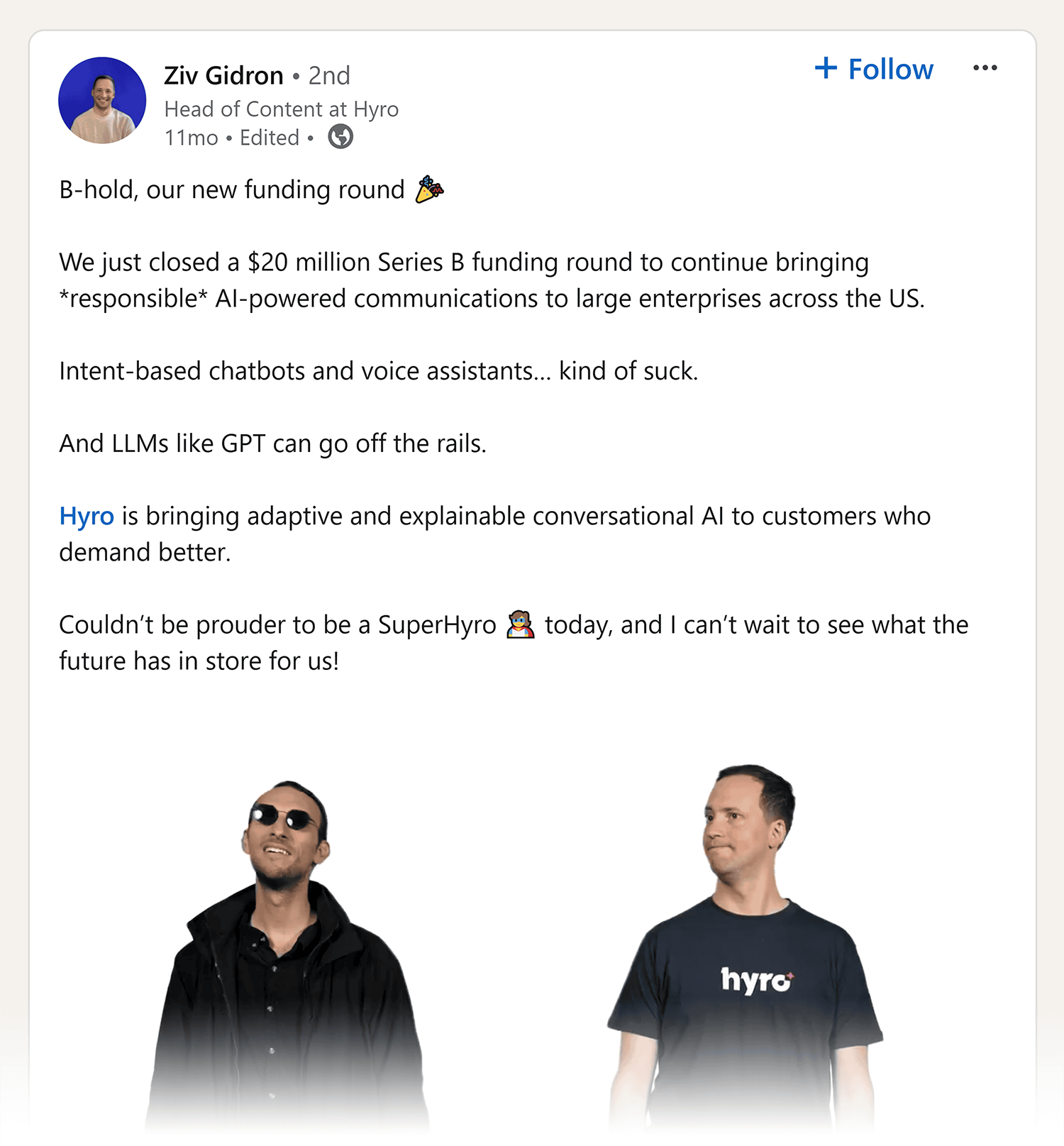 Linkedin Hyro Funding Video