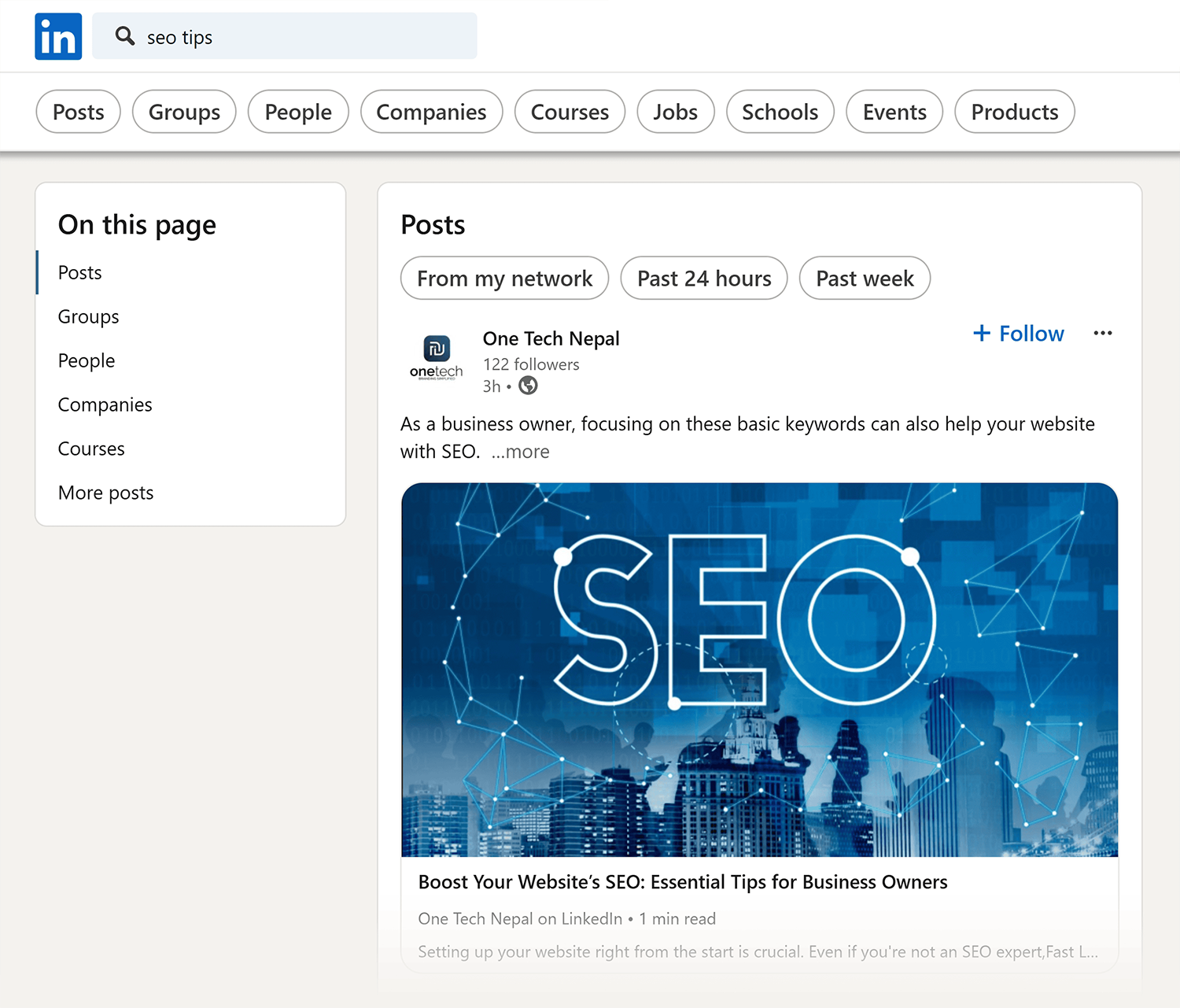 Linkedin Search Seo Tips