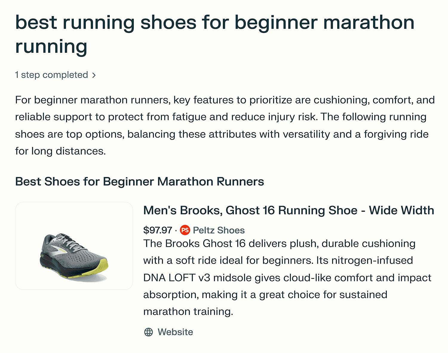 Perplexity Running Shoes Generic Summary