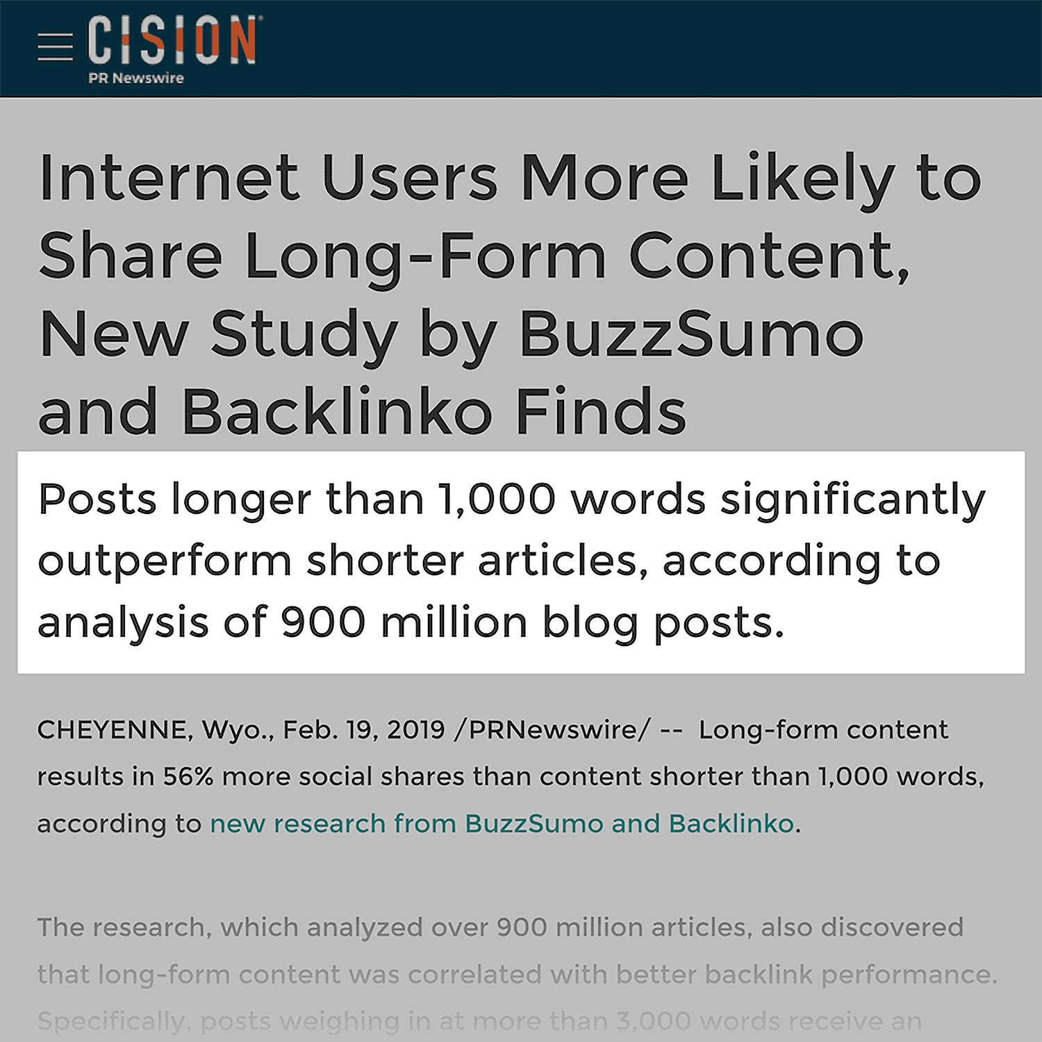 Press Release Subheading Example 1
