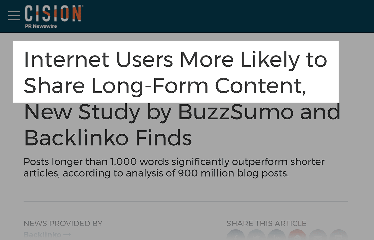 Prnewswire Users More Likely To Share Long Form Content