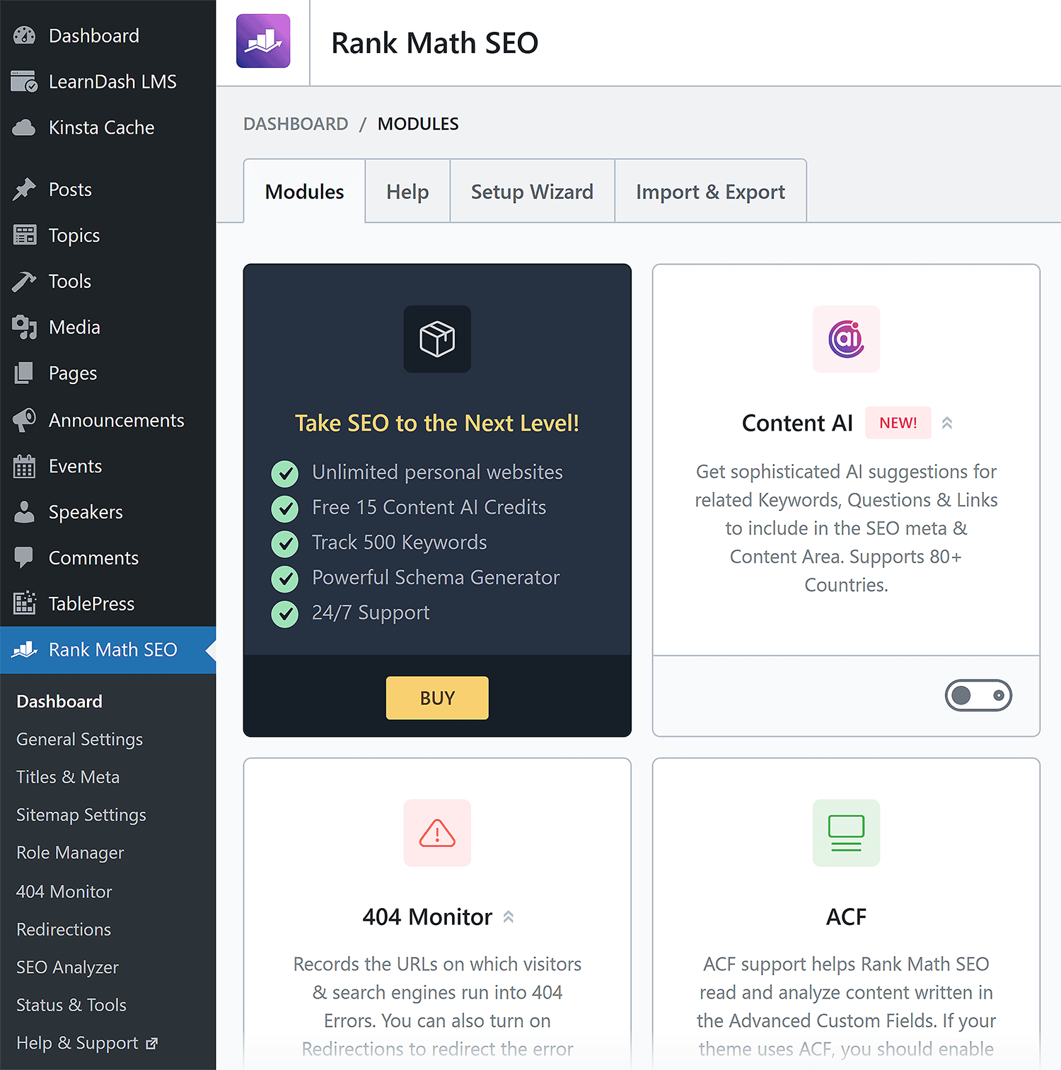 Rank Math Seo Dashboard