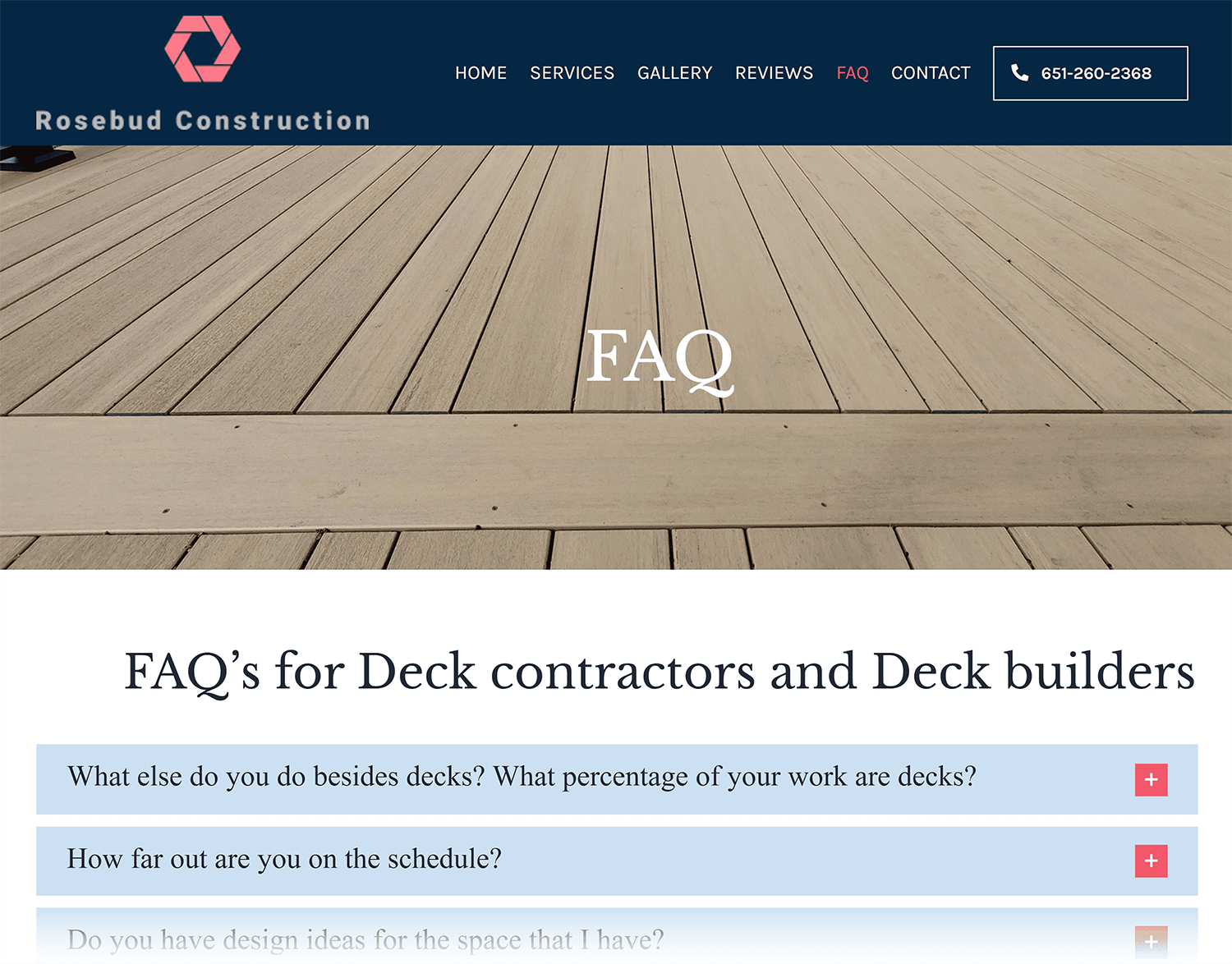 Rosebud Construction – Homepage Rosebudconstruction Homepage