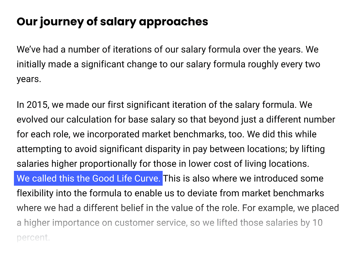 Salary System Good Life Curve