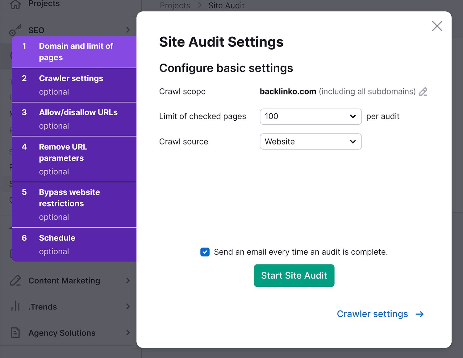 Site Audit Start 2