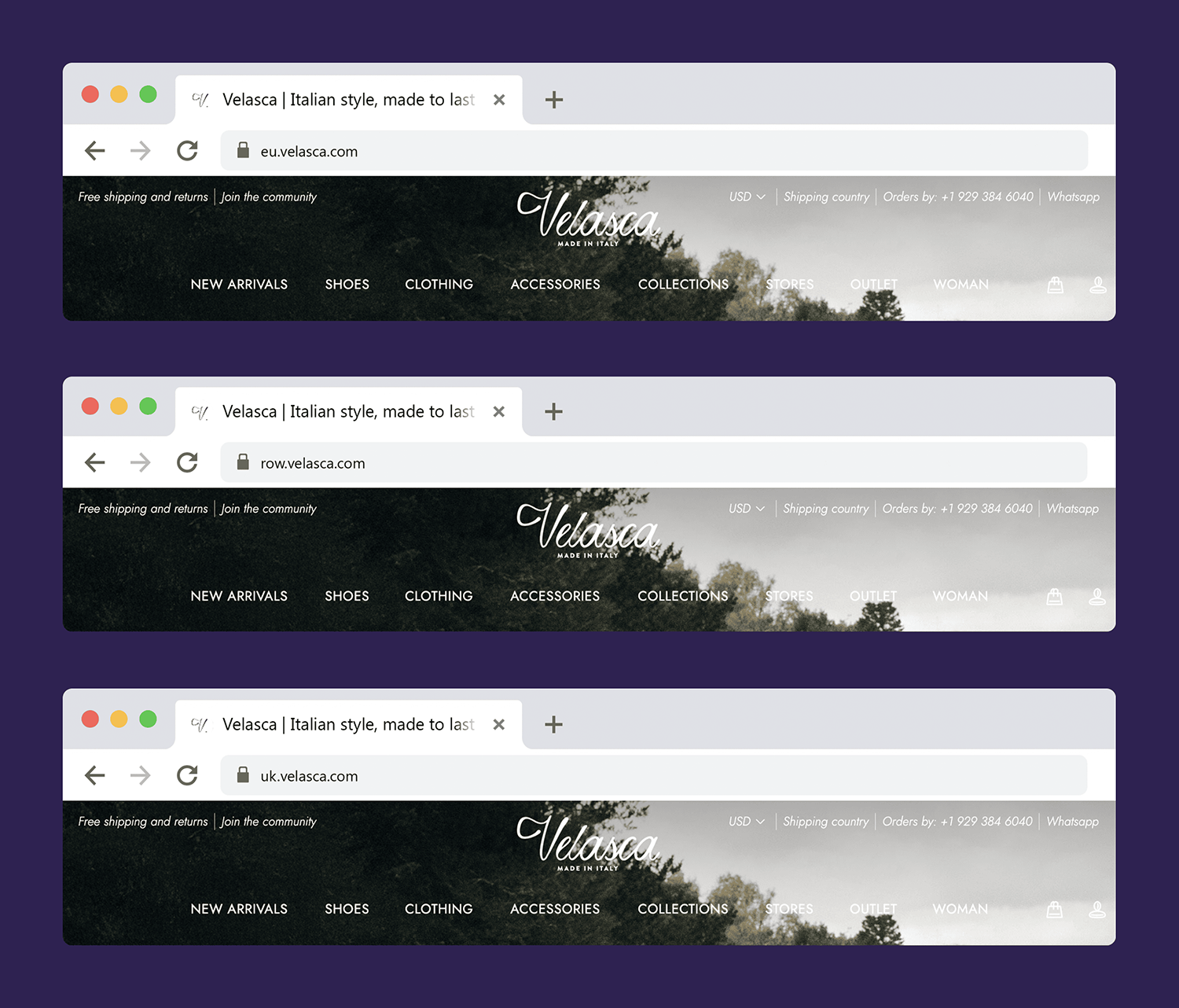 Velasca Subdomains For Different Markets