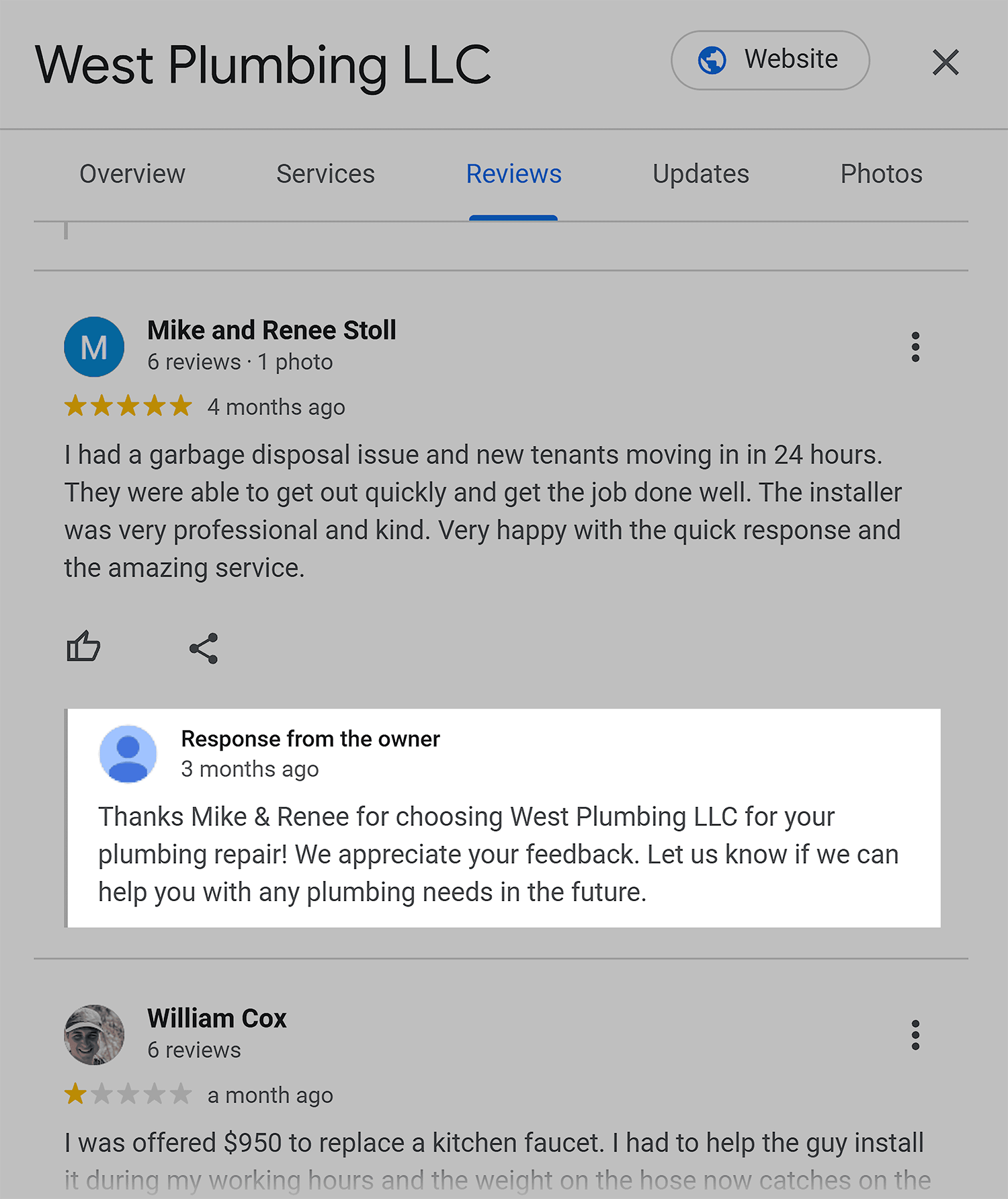 West Plumbing LLC – Customer feedback Westplumbingllc Customer Feedback