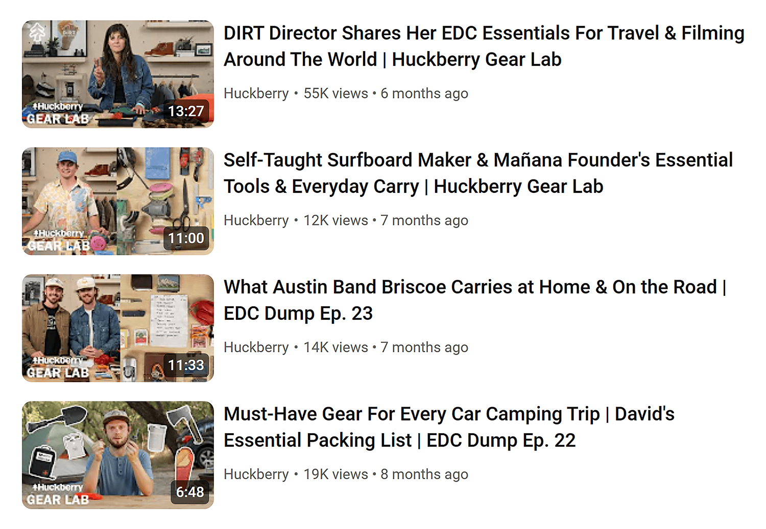 Youtube Huckberry Videos